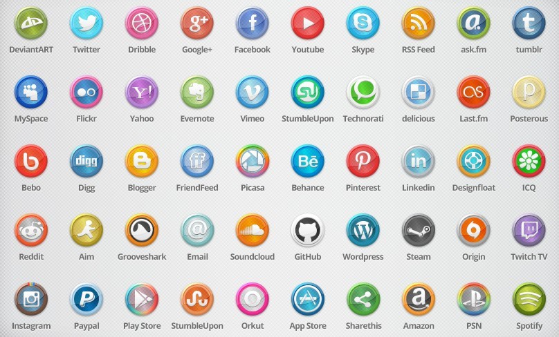 50+ Circular Social Media Buttons