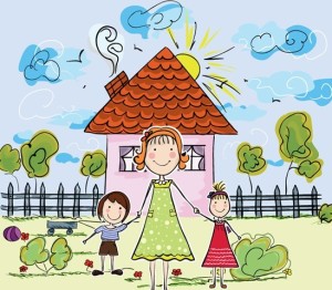 Vector Illustration Of Happy Family Doodles