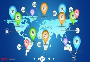 World Map with Map Markers Vector