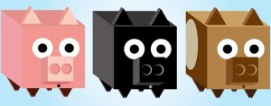 Cute Cartoon Piggy Paper Boxes Vector