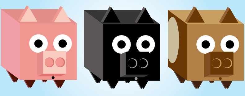 Cute Cartoon Piggy Paper Boxes Vector