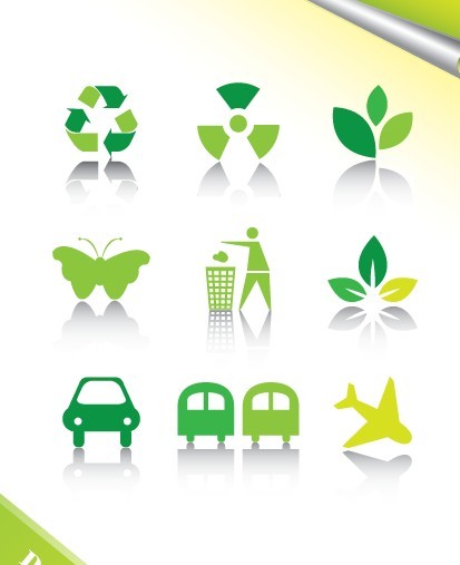 ECO Friendly Green Symbol Set Vector 10