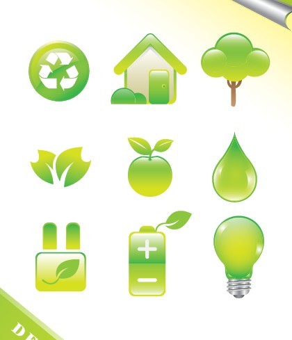 ECO Friendly Green Symbol Set Vector 11