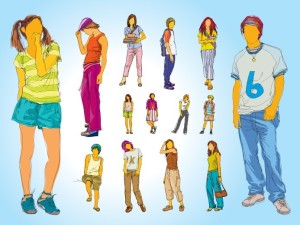 Fashion Young People Silhouettes Vector