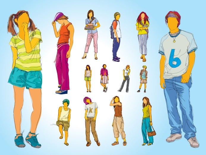Fashion Young People Silhouettes Vector