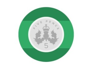 Flat Five Pence Icon PSD