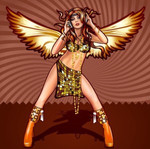 Vector Sexy Dancing Girl with Wings Illustration