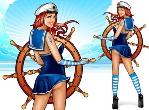 Vector Sexy Female Captain Illustration