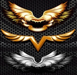 3 Metal Angel Wings Vector