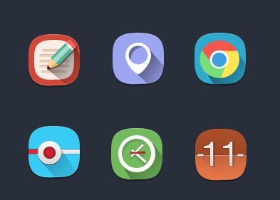 Cute Long Shadow Icons PSD