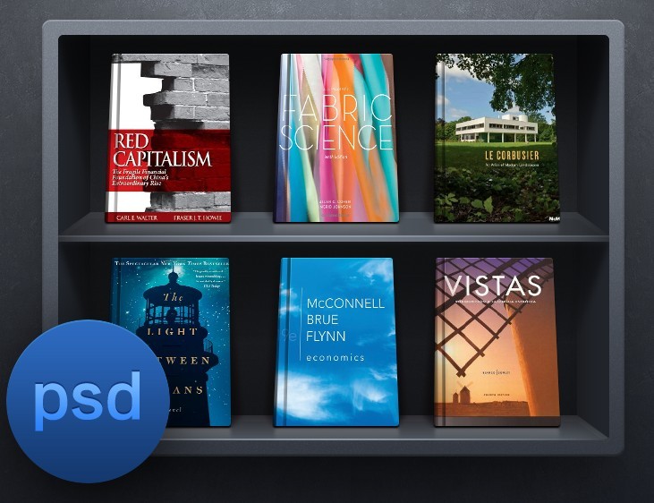 Dark Bookshelf UI PSD