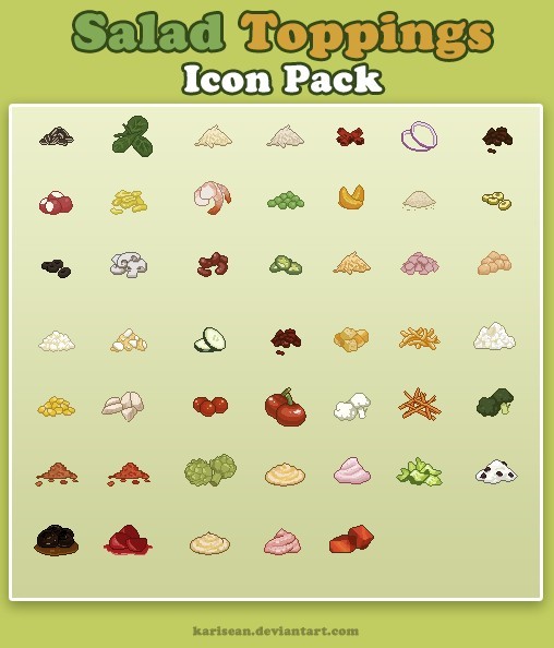 Salad Toppings Pixel Icon Pack