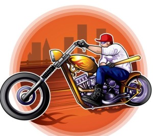 Vector Illustration Of Man Riding The Harley-Davidson Motorcycle