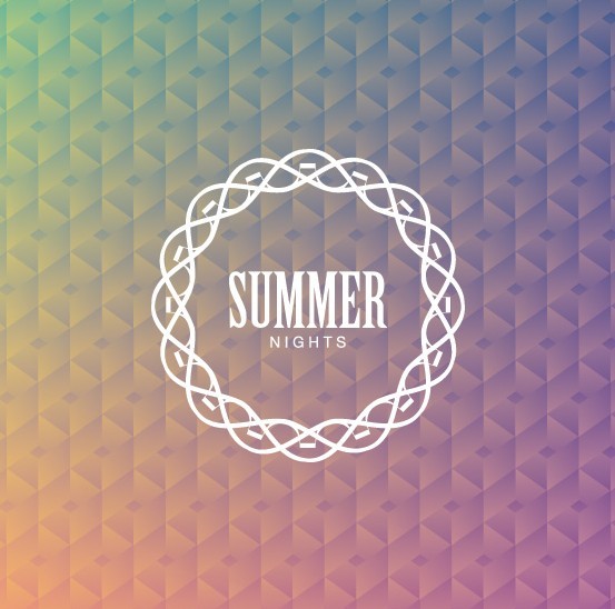 White Summer Nights Badge with Abstract Triangles Background Vector