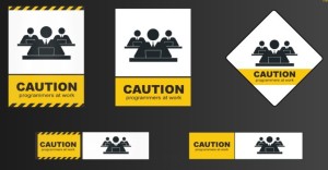 Yellow and White Caution Signs Vector