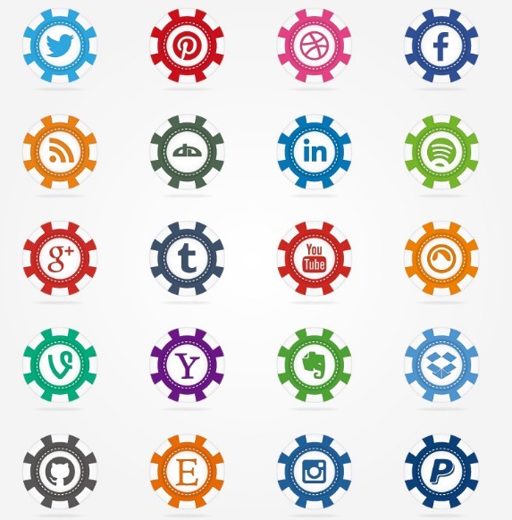 Casino Chips-style Social Media Icons Vector