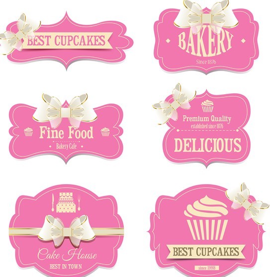 Set Of Sweet Labels with Ribbon Bows Vector 02