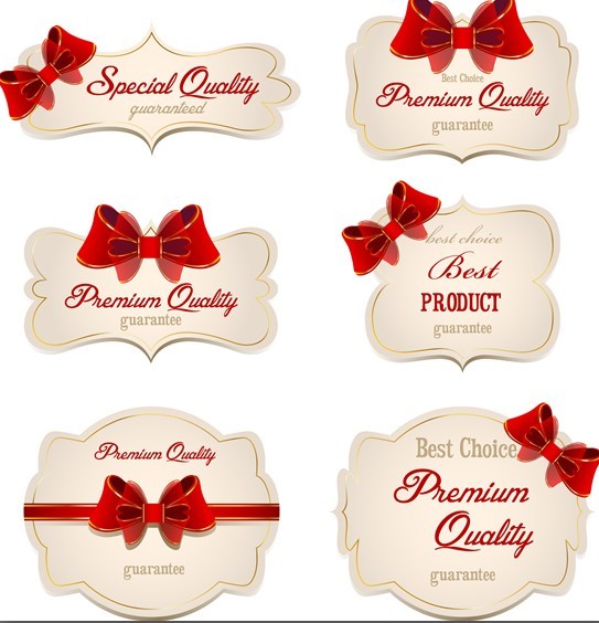 Set Of Sweet Labels with Ribbon Bows Vector 03