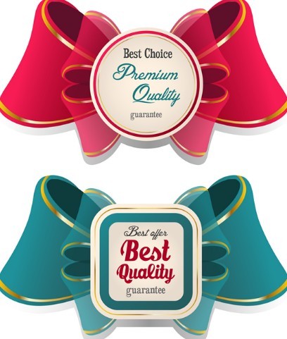 Set Of Sweet Labels with Ribbon Bows Vector 04