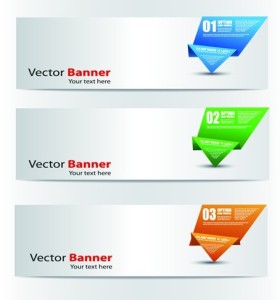 Set Of Vector Banners with Colored Origami Labels