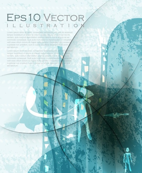Abstract Curves with Blue Grunge Background Vector