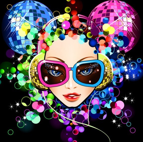 Fashion Night Party Dancing Girl Vector Illustration 01
