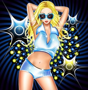 Fashion Night Party Dancing Girl Vector Illustration 02