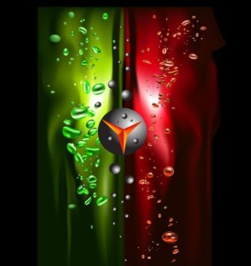 Green and Red Water Splash Background Vector
