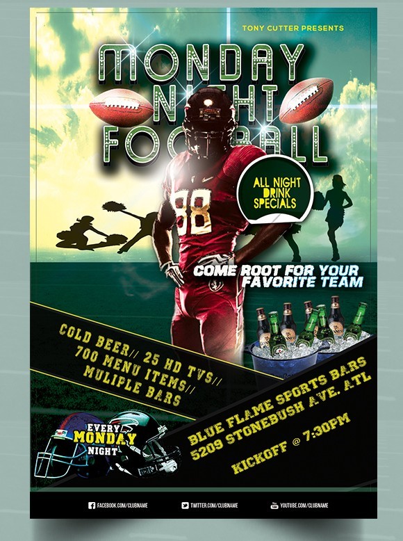 Monday Night Football Flyer PSD