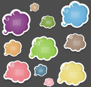 Set Of Vector Creative Colored Cloud Style Speech Bubbles 01
