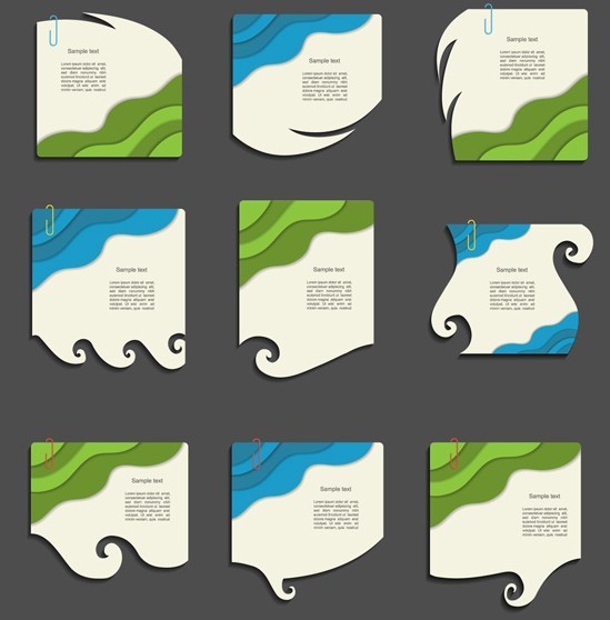 Set Of Vector Creative Colored Cloud Style Speech Bubbles 02