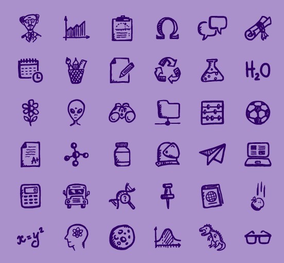 36+ Hand Drawn Education and Science Icons (Multi Formats)