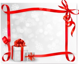 Red Gift Card with Ribbon Bow and Gift Boxes Vector 04