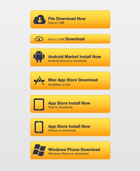 Yellow Call To Action Buttons PSD