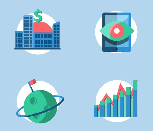 4 Flat Finance Icons PSD