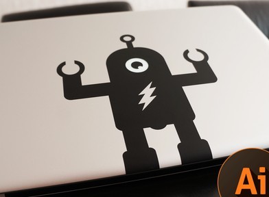 Macbook Pro Robot Sticker Vector