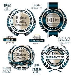 Set Of Vector Dark Blue Quality Guaranteed Badges