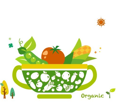 Vector Green Illustration Of Organic Foods 02