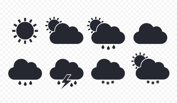 8 Dark Weather Icons Vector