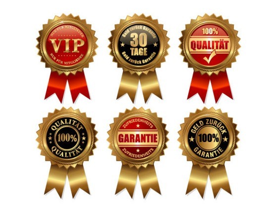 Set Of Vector Awards with Golden Ribbons