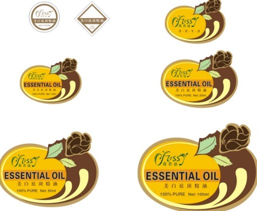 Set Of Vector Essential Oil Label Stickers