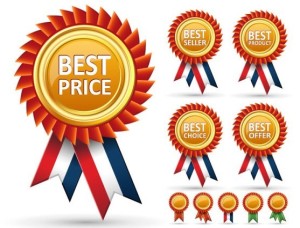 Set Of Vector Medals with Colored Ribbons