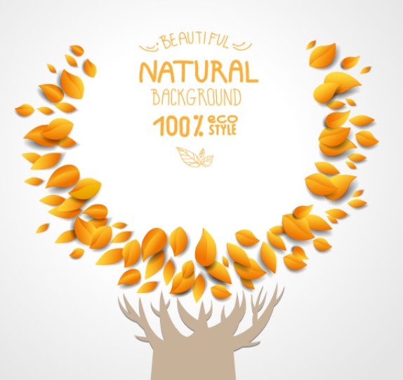 ECO Style Autumn Yellow Leaves Background Vector 01