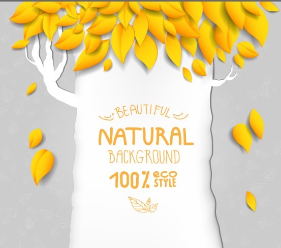 ECO Style Autumn Yellow Leaves Background Vector 02