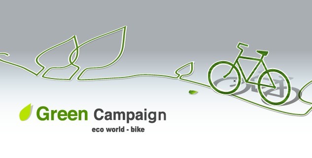 Green ECO World Campaign Bicycle Vector Illustration
