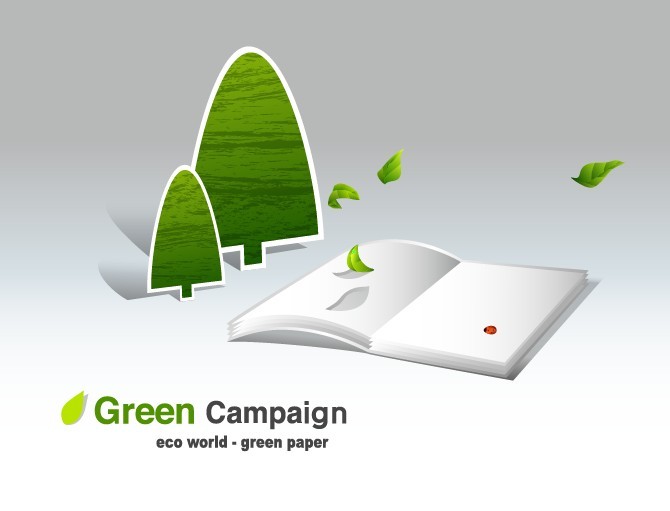 Green ECO World Campaign Green Paper Vector Illustration