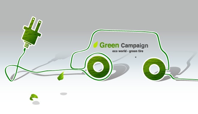 Green ECO World Campaign Green Tire Vector Illustration