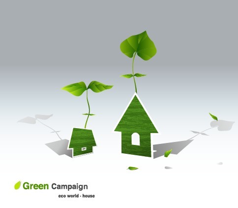 Green ECO World Campaign House Vector Illustration