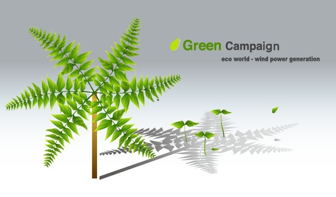 Green ECO World Campaign Wind Power Generation Vector Illustration