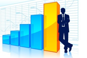 Statistical Charts And Graphs with Business Man